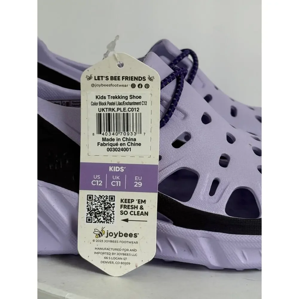 Joybees Kids Trekking Shoe Slip On EVA Water Sneaker Lilac Black Sz C12  NWT